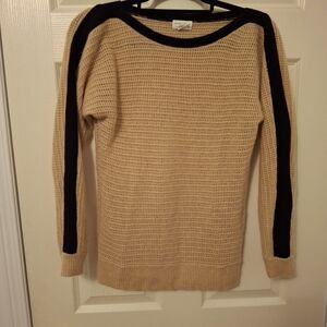 Club Monaco Tan and Black Crew Neck Sweater